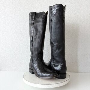 Rod Patrick Knee High Womens Cowboy Boots 10 Black Caiman Exotic Western $1995